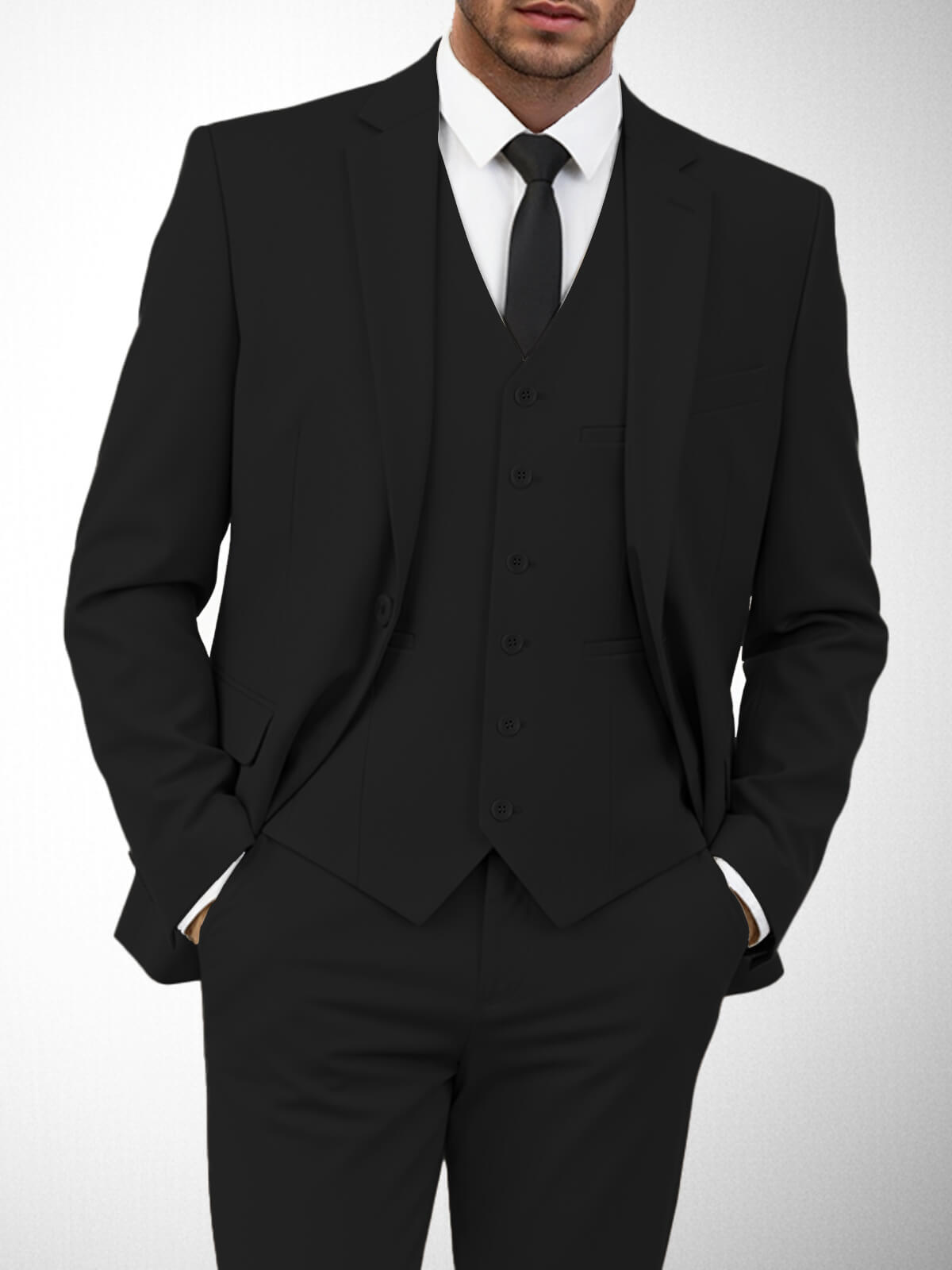 Men's Classic Three-Piece Notch Lapel Suit