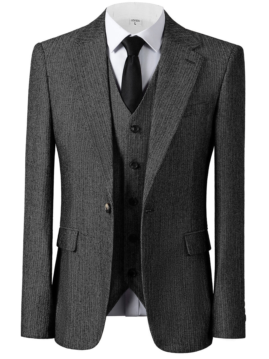 Men's 3-Piece Herringbone Suit Vintage Style