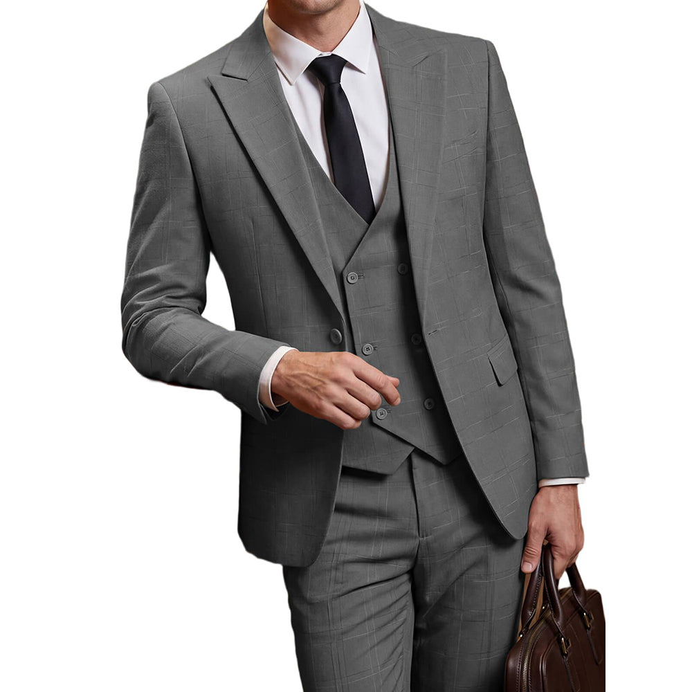 Slim Fit 3PC Check Men's Suit