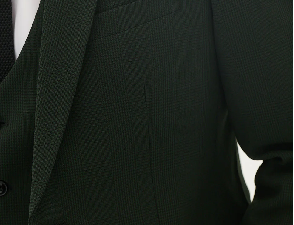 MoranX Men's Suits Hunt Green Checked Double Breasted Tuxedos