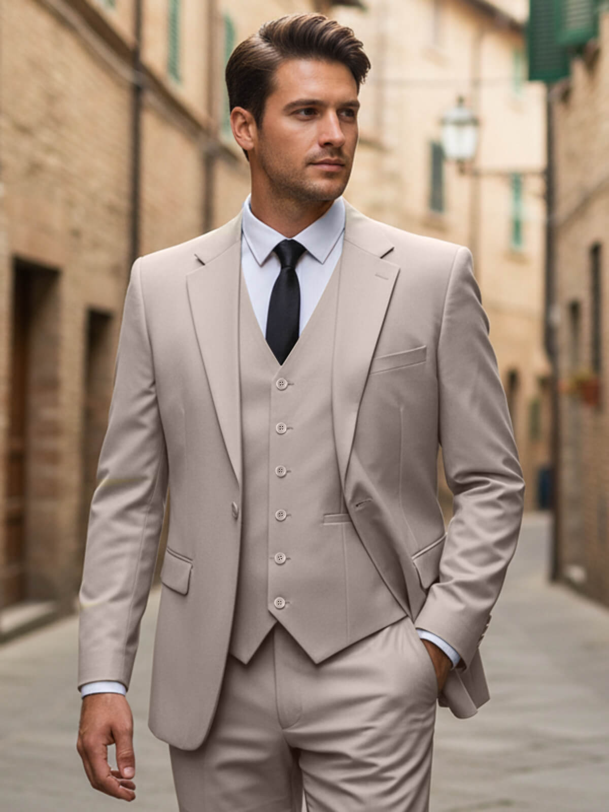 Men's Classic Three-Piece Notch Lapel Suit