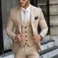 Slim Fit Beige Men Suits 3 pieces Single Vents