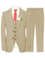 MoranX Men Suit Tweed Champagne Wedding Three Piece Slim Fit