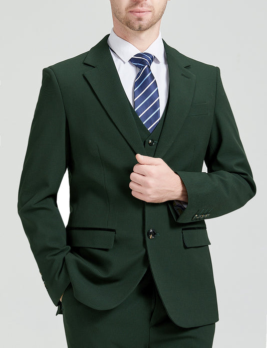 MoranX Tailored Wool Checked Men's Suit Green