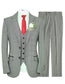 MoranX Men Suit Slim Fit 3 Piece Grey Checked Wool Tailored