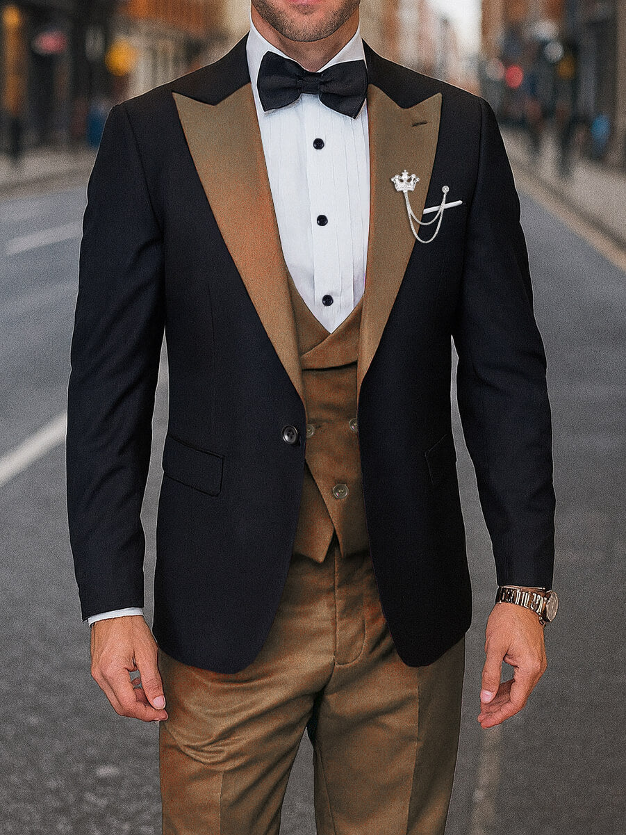 Men's Slim Fit Tuxedo 3 Piece Suit Notch Lapel