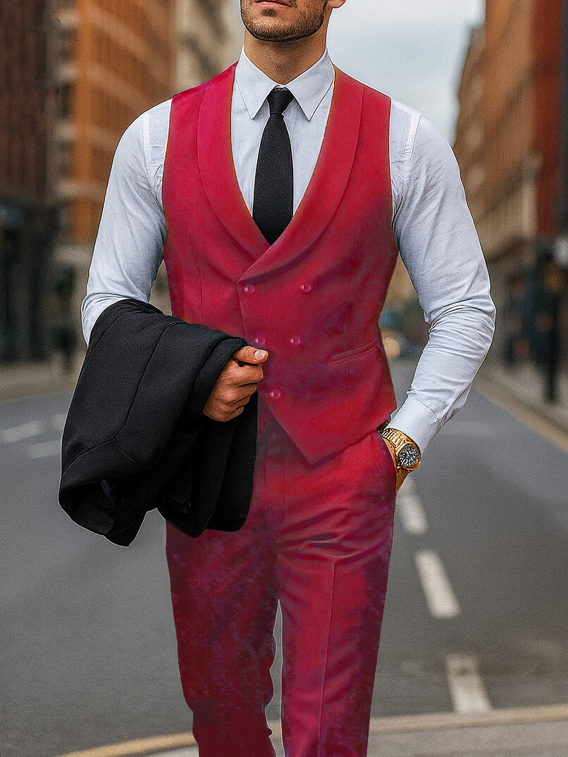 Men's 3 Piece Suit Slim Fit Tuxedo Style Contrast Lapel