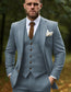 MoranX Fashion Sky Blue Tweed Men Suit Three Piece Slim Fit Wedding