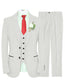 MoranX Fashion Wool Checked Men's Suit Stone White Wedding