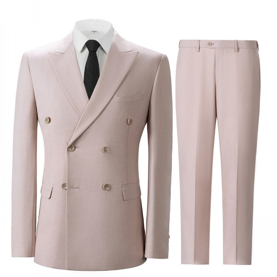 Men's Double Breasted Suit 2 Piece Regular Fit Peak Lapel